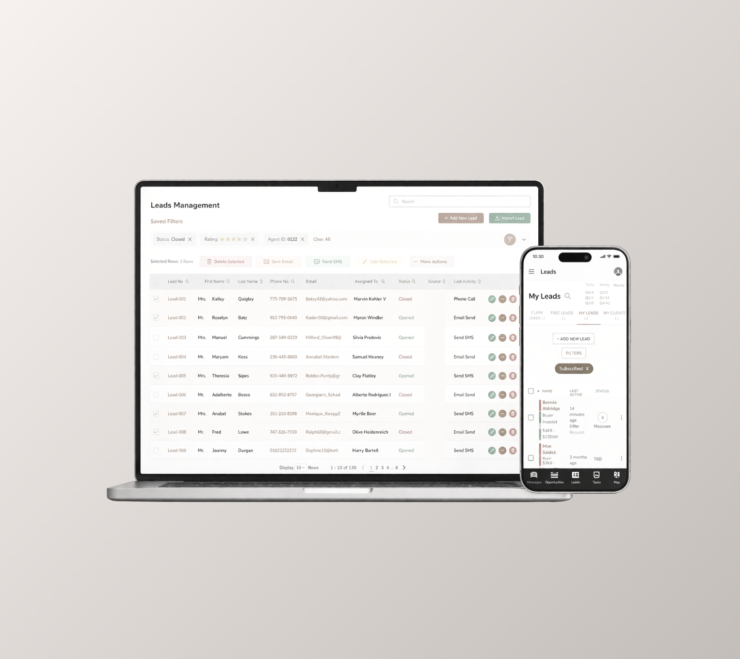 Agent CRM platform — desktop and mobile app